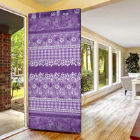 Hawaiian Hibiscus Honu Door Cover Purple Mele Kalikimaka Palaka Spirit LT9 - Polynesian Pride