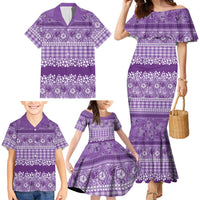 Hawaiian Hibiscus Honu Family Matching Mermaid Dress and Hawaiian Shirt Purple Mele Kalikimaka Palaka Spirit LT9 - Polynesian Pride