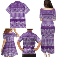 Hawaiian Hibiscus Honu Family Matching Puletasi and Hawaiian Shirt Purple Mele Kalikimaka Palaka Spirit LT9 - Polynesian Pride
