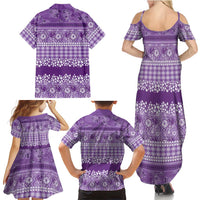 Hawaiian Hibiscus Honu Family Matching Summer Maxi Dress and Hawaiian Shirt Purple Mele Kalikimaka Palaka Spirit LT9 - Polynesian Pride