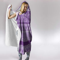 Hawaiian Hibiscus Honu Hooded Blanket Purple Mele Kalikimaka Palaka Spirit LT9 - Polynesian Pride