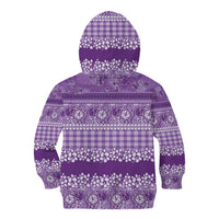 Hawaiian Hibiscus Honu Kid Hoodie Purple Mele Kalikimaka Palaka Spirit - Polynesian Pride