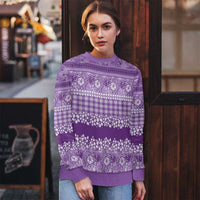 Hawaiian Hibiscus Honu Ugly Christmas Sweater Purple Mele Kalikimaka Palaka Spirit LT9 - Polynesian Pride
