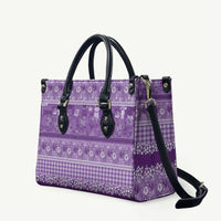 Hawaiian Hibiscus Honu Leather Bag Purple Mele Kalikimaka Palaka Spirit - Polynesian Pride
