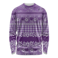 Hawaiian Hibiscus Honu Long Sleeve Shirt Purple Mele Kalikimaka Palaka Spirit LT9 Unisex Purple - Polynesian Pride
