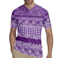 Hawaiian Hibiscus Honu Rugby Jersey Purple Mele Kalikimaka Palaka Spirit - Polynesian Pride