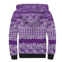 Hawaiian Hibiscus Honu Sherpa Hoodie Purple Mele Kalikimaka Palaka Spirit LT9 - Polynesian Pride