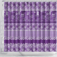 Hawaiian Hibiscus Honu Shower Curtain Purple Mele Kalikimaka Palaka Spirit LT9 - Polynesian Pride