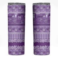 Hawaiian Hibiscus Honu Skinny Tumbler Purple Mele Kalikimaka Palaka Spirit LT9 Purple - Polynesian Pride