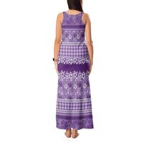 Hawaiian Hibiscus Honu Tank Maxi Dress Purple Mele Kalikimaka Palaka Spirit LT9 - Polynesian Pride
