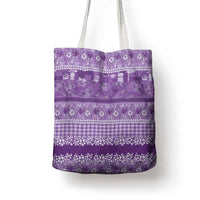 Hawaiian Hibiscus Honu Tote Bag Purple Mele Kalikimaka Palaka Spirit LT9 - Polynesian Pride