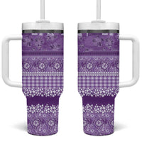Hawaiian Hibiscus Honu Tumbler With Handle Purple Mele Kalikimaka Palaka Spirit LT9 One Size: 40 oz Purple - Polynesian Pride
