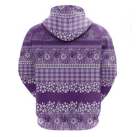 Hawaiian Hibiscus Honu Zip Hoodie Purple Mele Kalikimaka Palaka Spirit LT9 - Polynesian Pride