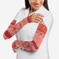 Hawaiian Hibiscus Honu Arm Sleeves Red Mele Kalikimaka Palaka Spirit - Polynesian Pride