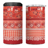 Hawaiian Hibiscus Honu 4 in 1 Can Cooler Tumbler Red Mele Kalikimaka Palaka Spirit LT9 One Size: 16 oz Red - Polynesian Pride
