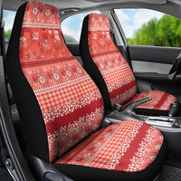 Hawaiian Hibiscus Honu Car Seat Cover Red Mele Kalikimaka Palaka Spirit LT9 - Polynesian Pride