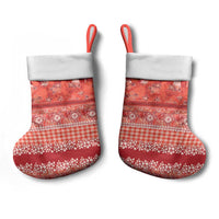 Hawaiian Hibiscus Honu Christmas Stocking Red Mele Kalikimaka Palaka Spirit - Polynesian Pride