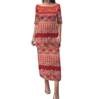 Hawaiian Hibiscus Honu Family Matching Puletasi and Hawaiian Shirt Red Mele Kalikimaka Palaka Spirit LT9 Red - Polynesian Pride