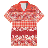 Hawaiian Hibiscus Honu Family Matching Tank Maxi Dress and Hawaiian Shirt Red Mele Kalikimaka Palaka Spirit LT9 Dad's Shirt - Short Sleeve Red - Polynesian Pride