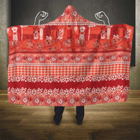 Hawaiian Hibiscus Honu Hooded Blanket Red Mele Kalikimaka Palaka Spirit - Polynesian Pride