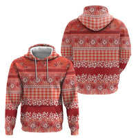 Hawaiian Hibiscus Honu Hoodie Red Mele Kalikimaka Palaka Spirit - Polynesian Pride