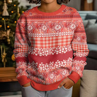Hawaiian Hibiscus Honu Kid Ugly Christmas Sweater Red Mele Kalikimaka Palaka Spirit LT9 - Polynesian Pride
