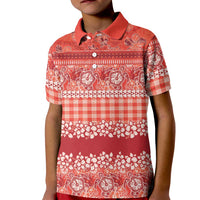 Hawaiian Hibiscus Honu Kid Polo Shirt Red Mele Kalikimaka Palaka Spirit LT9 Kid Red - Polynesian Pride