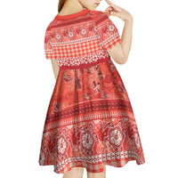 Hawaiian Hibiscus Honu Kid Short Sleeve Dress Red Mele Kalikimaka Palaka Spirit LT9 - Polynesian Pride