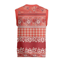 Hawaiian Hibiscus Honu Christmas Knitted V-Neck Vest Red Mele Kalikimaka Palaka Spirit LT9 - Polynesian Pride