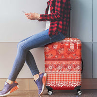 Hawaiian Hibiscus Honu Luggage Cover Red Mele Kalikimaka Palaka Spirit LT9 - Polynesian Pride