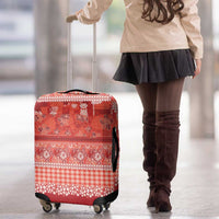 Hawaiian Hibiscus Honu Luggage Cover Red Mele Kalikimaka Palaka Spirit LT9 - Polynesian Pride