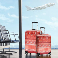 Hawaiian Hibiscus Honu Luggage Cover Red Mele Kalikimaka Palaka Spirit LT9 - Polynesian Pride