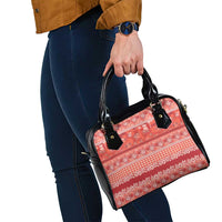 Hawaiian Hibiscus Honu Shoulder Handbag Red Mele Kalikimaka Palaka Spirit - Polynesian Pride