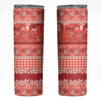 Hawaiian Hibiscus Honu Skinny Tumbler Red Mele Kalikimaka Palaka Spirit LT9 Red - Polynesian Pride