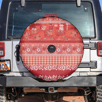 Hawaiian Hibiscus Honu Spare Tire Cover Red Mele Kalikimaka Palaka Spirit LT9 Red - Polynesian Pride