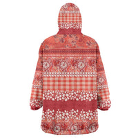 Hawaiian Hibiscus Honu Wearable Blanket Hoodie Red Mele Kalikimaka Palaka Spirit LT9 - Polynesian Pride