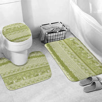 Hawaiian Hibiscus Honu Bathroom Set Sage Green Mele Kalikimaka Palaka Spirit LT9 Mat Set Only (3 pcs) One Size Sage Green - Polynesian Pride