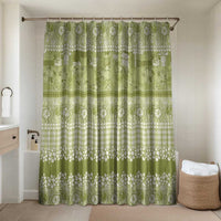 Hawaiian Hibiscus Honu Bathroom Set Sage Green Mele Kalikimaka Palaka Spirit LT9 Shower Curtain Only Sage Green - Polynesian Pride