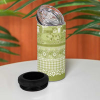 Hawaiian Hibiscus Honu 4 in 1 Can Cooler Tumbler Sage Green Mele Kalikimaka Palaka Spirit LT9 - Polynesian Pride