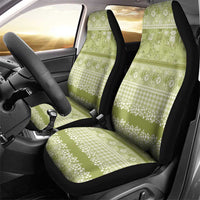 Hawaiian Hibiscus Honu Car Seat Cover Sage Green Mele Kalikimaka Palaka Spirit LT9 - Polynesian Pride