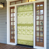 Hawaiian Hibiscus Honu Door Cover Sage Green Mele Kalikimaka Palaka Spirit LT9 - Polynesian Pride
