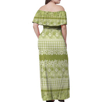 Hawaiian Hibiscus Honu Family Matching Off Shoulder Maxi Dress and Hawaiian Shirt Sage Green Mele Kalikimaka Palaka Spirit LT9 - Polynesian Pride