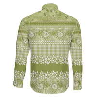 Hawaiian Hibiscus Honu Family Matching Off Shoulder Short Dress and Hawaiian Shirt Sage Green Mele Kalikimaka Palaka Spirit LT9 - Polynesian Pride