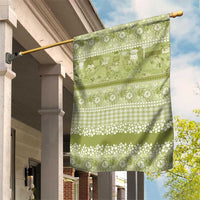 Hawaiian Hibiscus Honu Garden Flag Sage Green Mele Kalikimaka Palaka Spirit LT9 House Flag Sage Green - Polynesian Pride