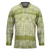 Hawaiian Hibiscus Honu Hockey Jersey Sage Green Mele Kalikimaka Palaka Spirit LT9 Unisex Sage Green - Polynesian Pride