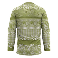 Hawaiian Hibiscus Honu Hockey Jersey Sage Green Mele Kalikimaka Palaka Spirit LT9 - Polynesian Pride