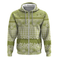 Hawaiian Hibiscus Honu Hoodie Sage Green Mele Kalikimaka Palaka Spirit LT9 Zip Hoodie Sage Green - Polynesian Pride