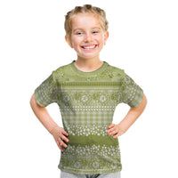 Hawaiian Hibiscus Honu Kid T Shirt Sage Green Mele Kalikimaka Palaka Spirit LT9 Sage Green - Polynesian Pride
