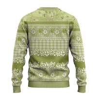 Hawaiian Hibiscus Honu Ugly Christmas Sweater Sage Green Mele Kalikimaka Palaka Spirit LT9 - Polynesian Pride