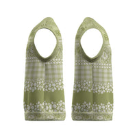 Hawaiian Hibiscus Honu Christmas Knitted V-Neck Vest Sage Green Mele Kalikimaka Palaka Spirit LT9 - Polynesian Pride